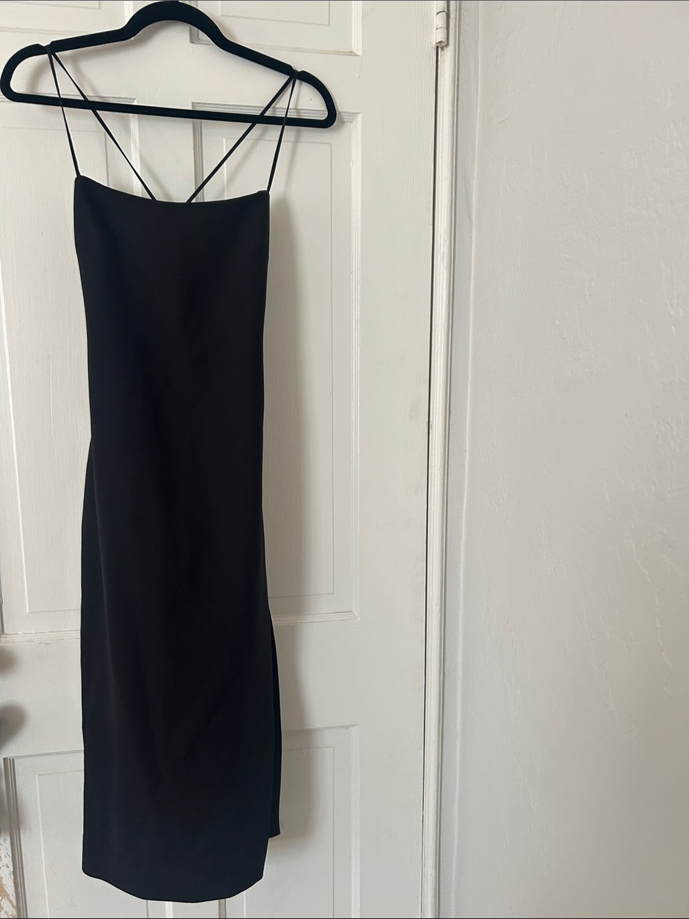 Cinq a Sept Classic Black Slip Dress with Adjustable Spaghetti Straps